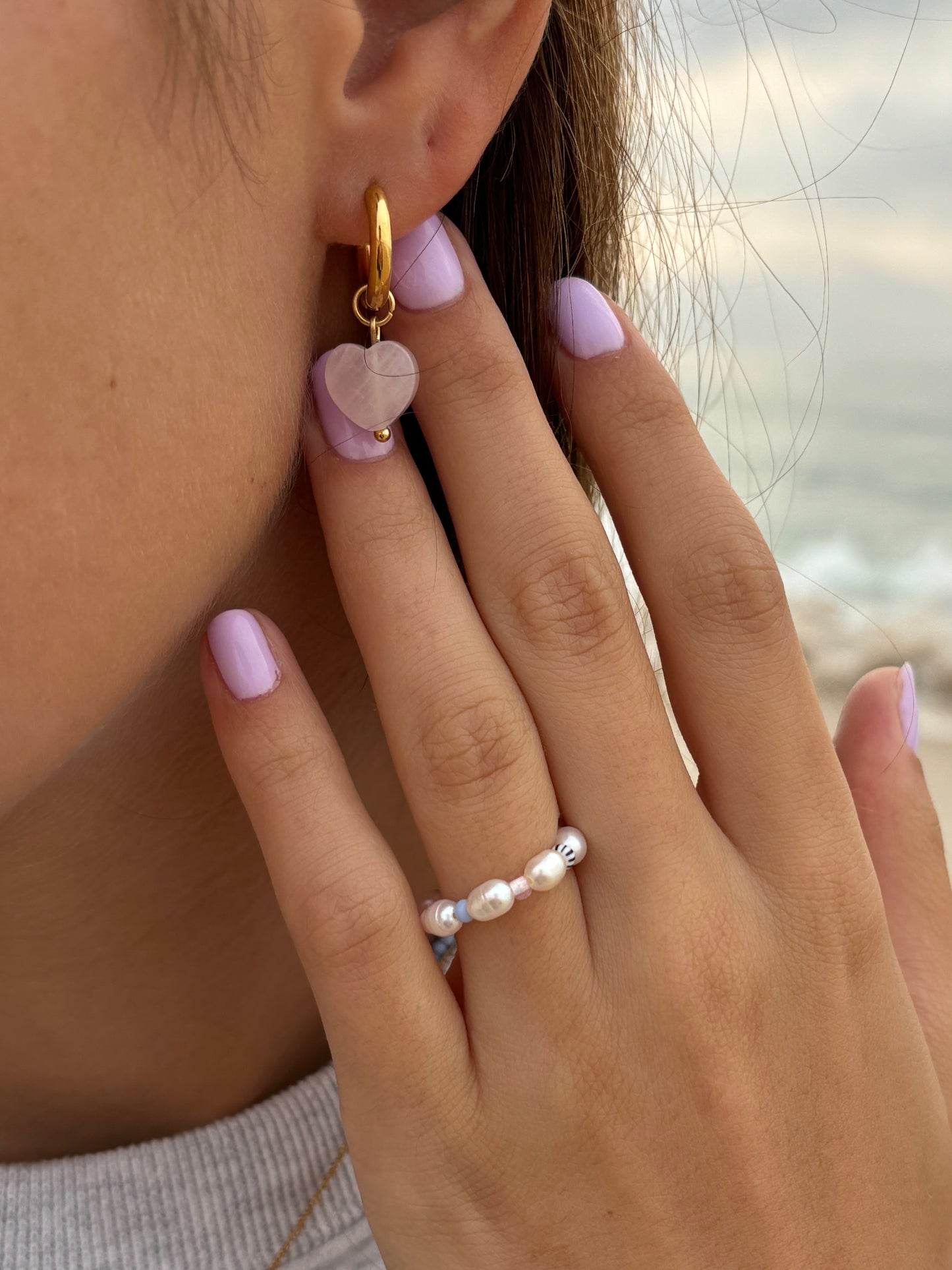 Heartly Quartz Hoops